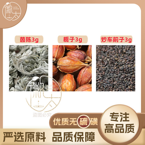 茵陈栀子炒车前子各3g克养生茶代用茶原材料泡茶无硫抓配可定制