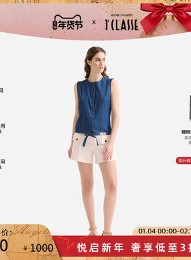 AM1C马天尼 深蓝色牛仔无袖衬衫 休闲时尚上衣 无袖