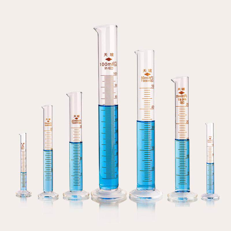 天玻量筒 量入式IN 过检 实验室玻璃量具25ml50ml100ml250ml500ml
