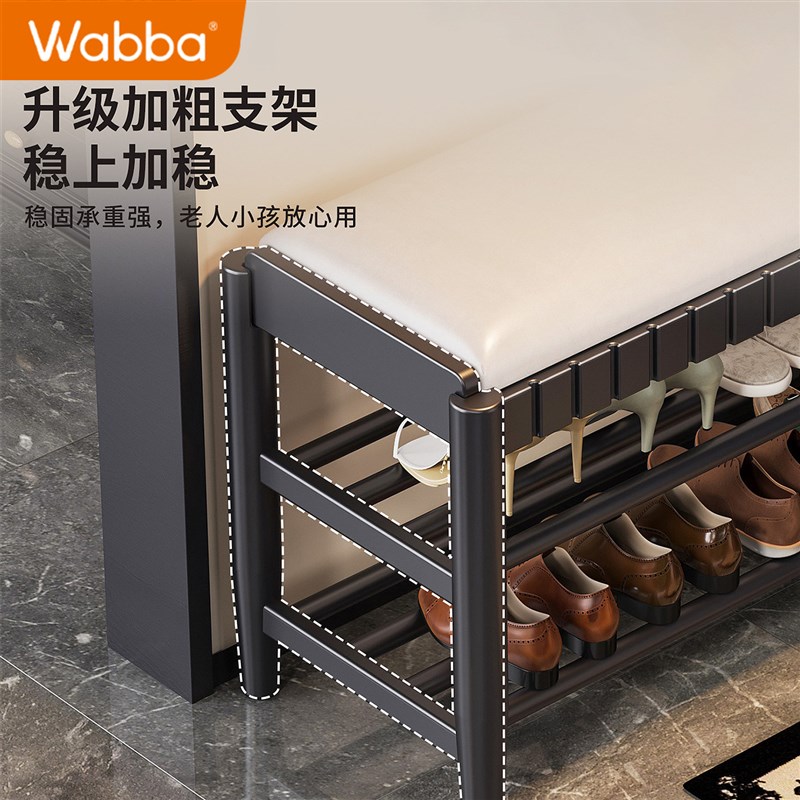 实木换鞋凳家用入户门口编绳穿鞋凳简约现代玄关凳鞋架一体床尾凳