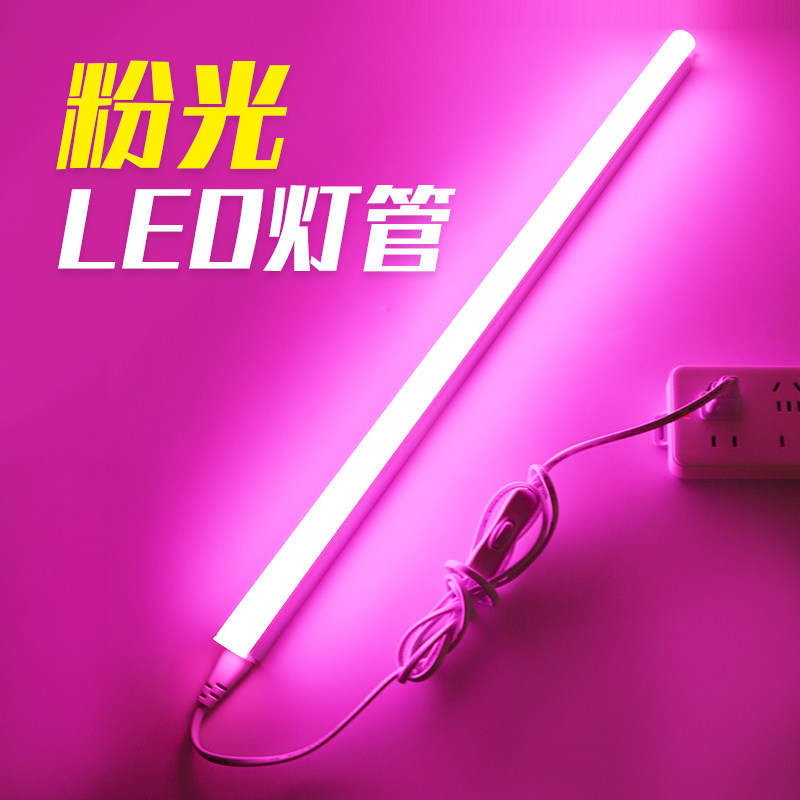 粉色灯管彩光led220v粉红霓虹浪漫房间主卧情调氛围长条壁灯棒t5