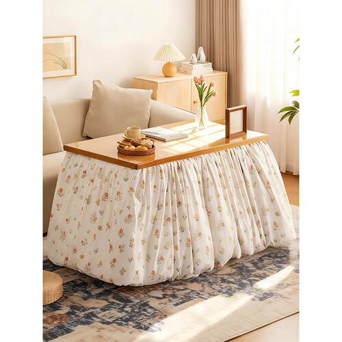 烤火桌家用取暖桌子餐桌可折叠楠竹烤火架冬天客厅简易长方形茶几