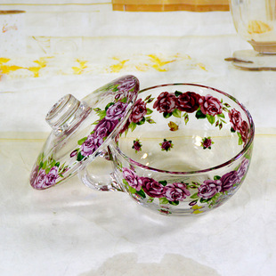 精选韩国玻璃杯燕麦早餐杯有盖带把手水杯牛奶杯奶茶杯可微波炉麦