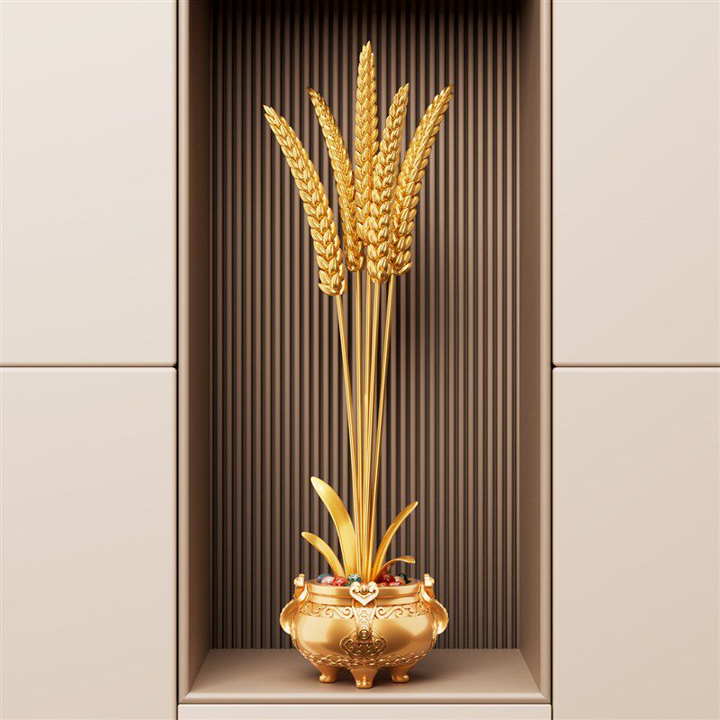 岁岁平安麦穗摆件客厅入户玄关装饰大麦招财高档乔迁新居开