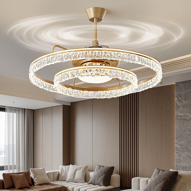 帕莎吊扇灯意式轻奢灯扇一体隐形客厅吊扇灯大风力静音卧室吊扇灯