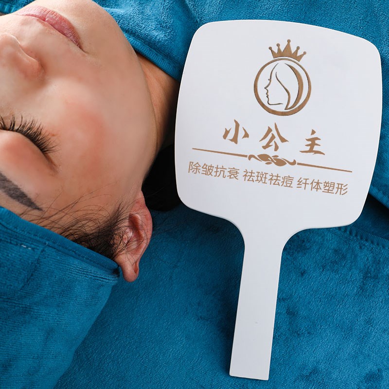 小镜子美容院专用手持镜定制logo医美咨询手柄镜纹绣师专用手拿镜