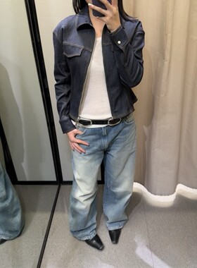 短款翻领修身牛仔拉链夹克外套女
