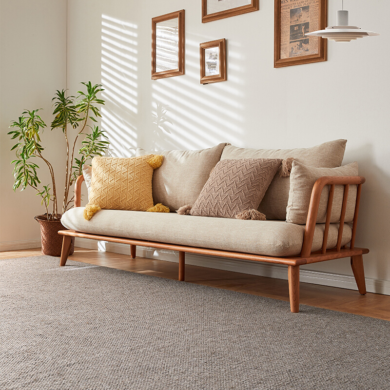 樱桃木沙发北欧全实木布艺组合家具日式沙发椅小户型客厅约