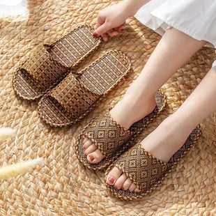 亚麻拖鞋 室内夏天凉拖鞋 家用居家情侣家居四季 男女夏季 防滑 麻拖鞋