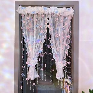 饰梦幻门帘蝴蝶结珠链 氛围感房间卧室门布置少女心纱帘手工diy装