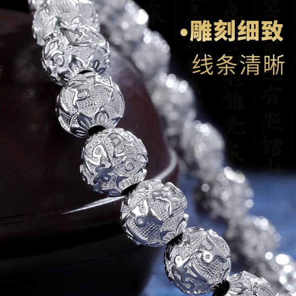 新品佛珠手串六字真言纯银99藏式手链男女时尚个性潮流简约首饰品