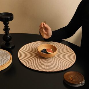 圆形棉防滑家用防烫编织杯垫餐桌垫耐高温厨房纱隔热垫螺纹锅垫子