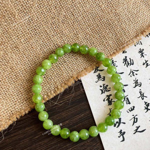 新中式橄榄玉石串珠手链小众高级感复古国风玉髓叠戴手串