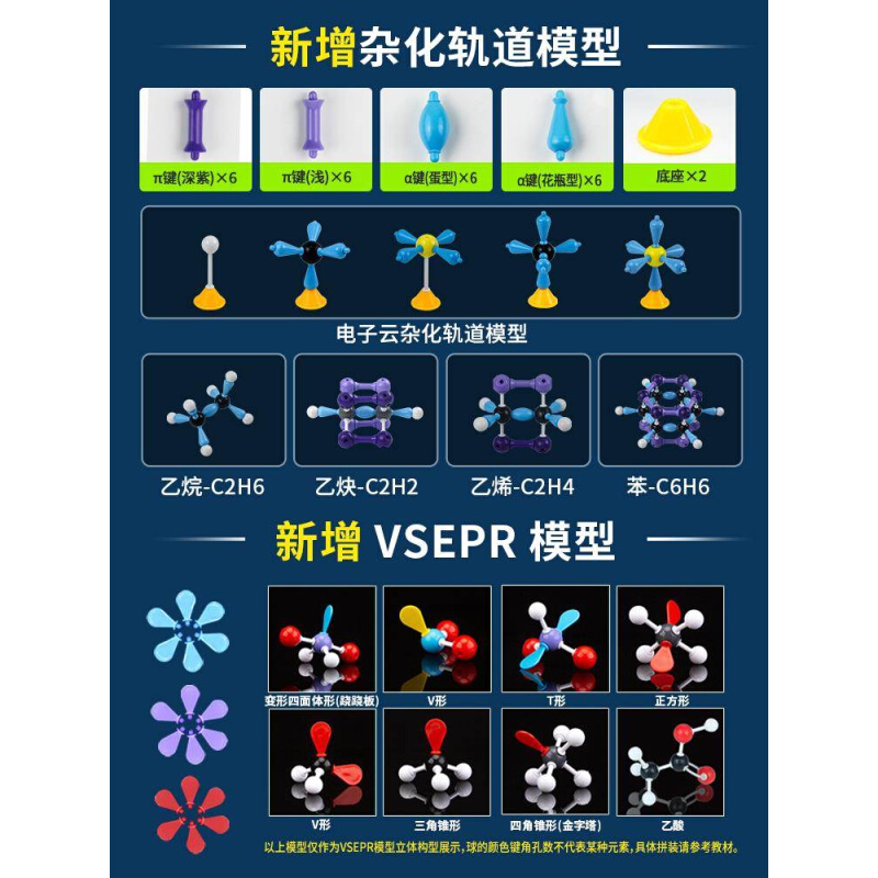 初中高中有机化学分子结构模型球棍比例模型棍棒球棒模型无机原子