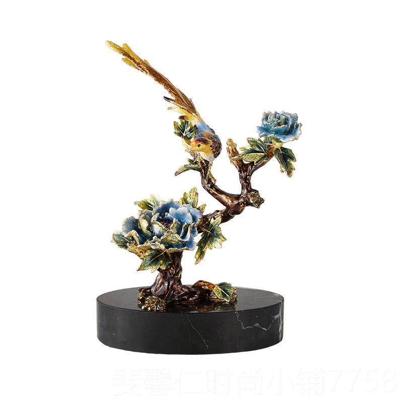 新品朗伦现代中式意摆件家居轻奢圣珐琅彩办公桌客厅玄创面关桌装