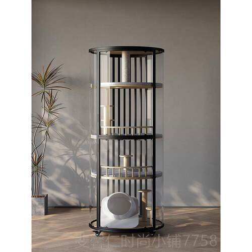 新品猫咪30玻璃6全景猫别带墅猫笼子咪房豪华大型家用室内厕猫所