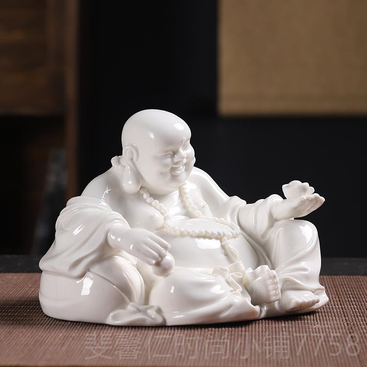 新品德化白瓷勒佛笑佛摆件陶瓷招财佛像肚供弥奉瓷器家大居客厅摆