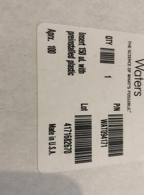 Waters沃特世瓶内插管WAT094171 150ul 100/PK 促