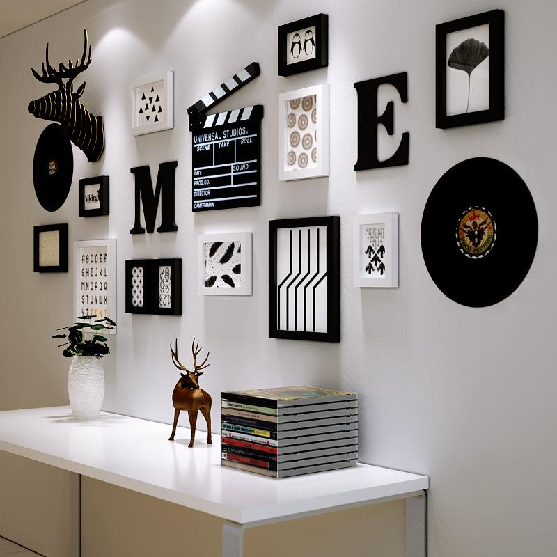 包邮现货装饰画组合 现代实木照片墙 相框组合微商分销2428