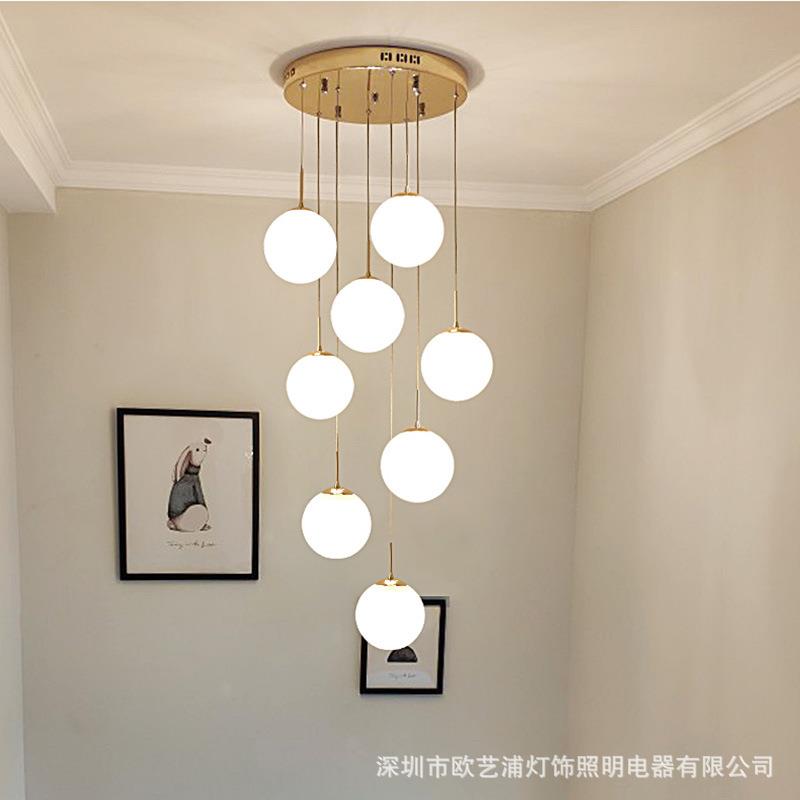 复式楼梯吊灯北欧loft中空楼别墅大现代简约旋转楼梯灯长家居