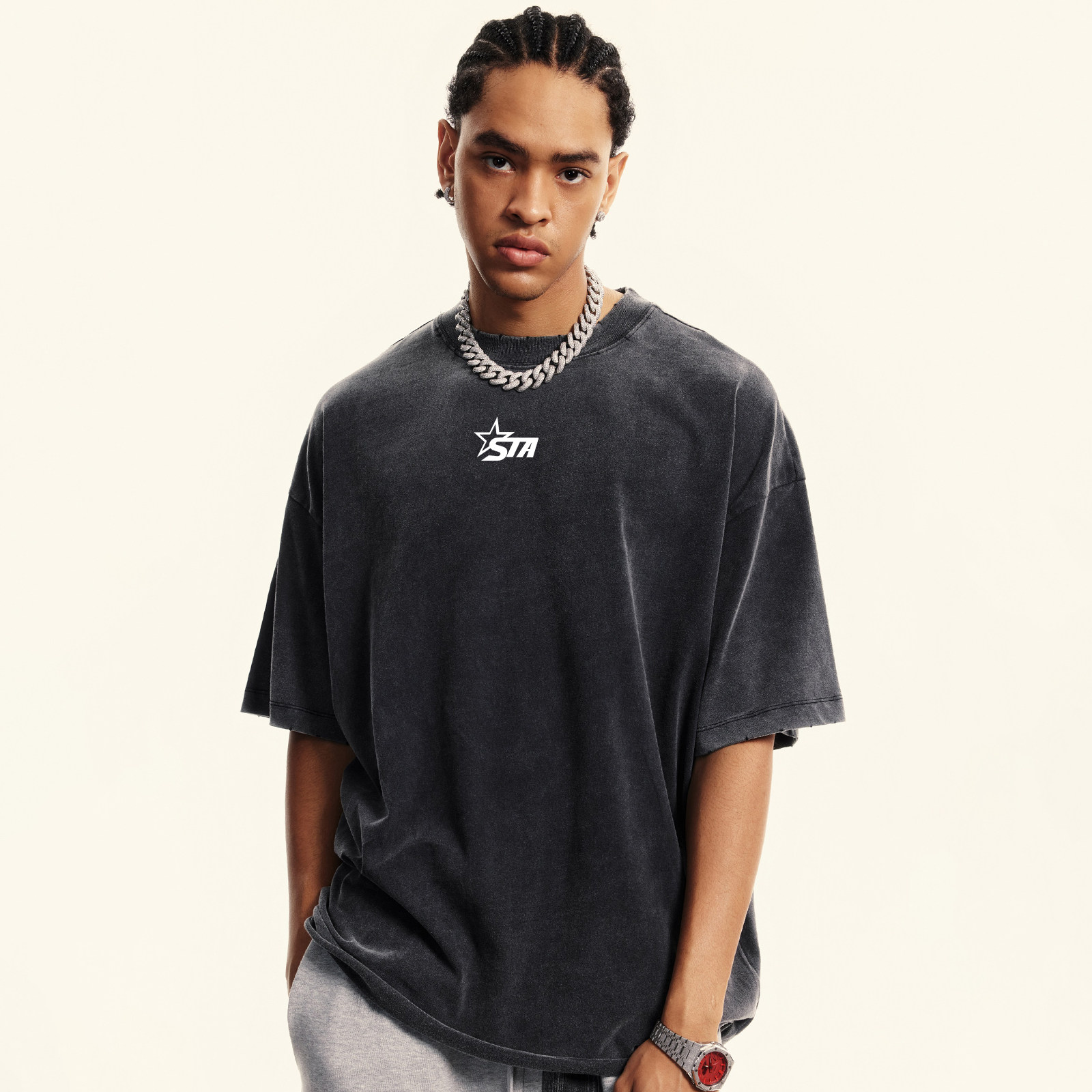 STA渐变做旧感短袖男女