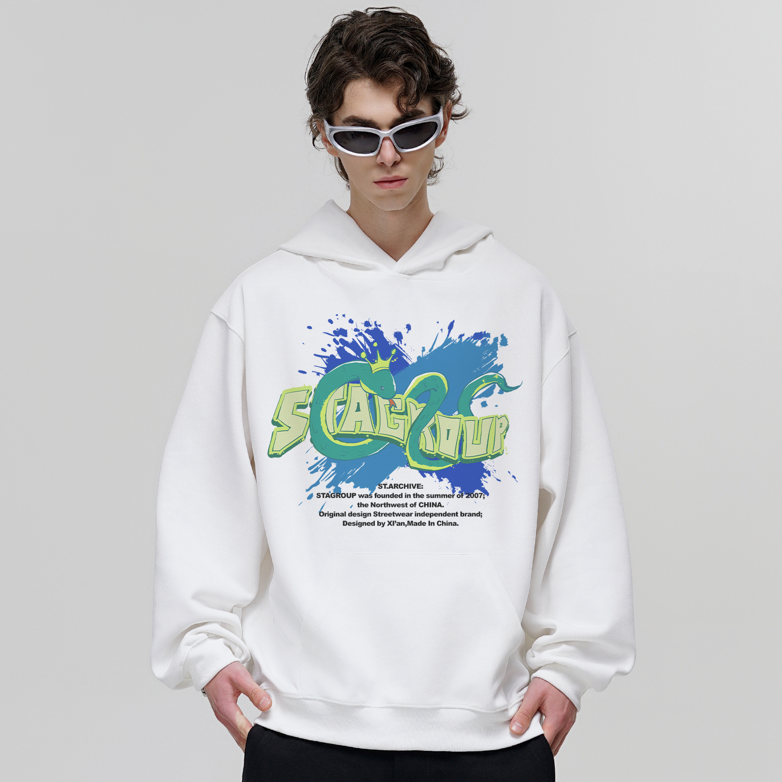 STA涂鸦小蛇连帽卫衣百搭外套