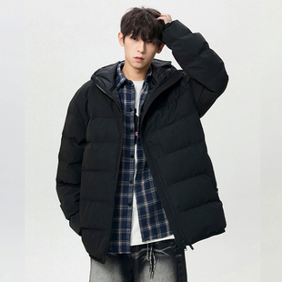 STA美式秋冬防寒连帽棉服冬季加厚潮牌棉衣保暖外套黑色面包服