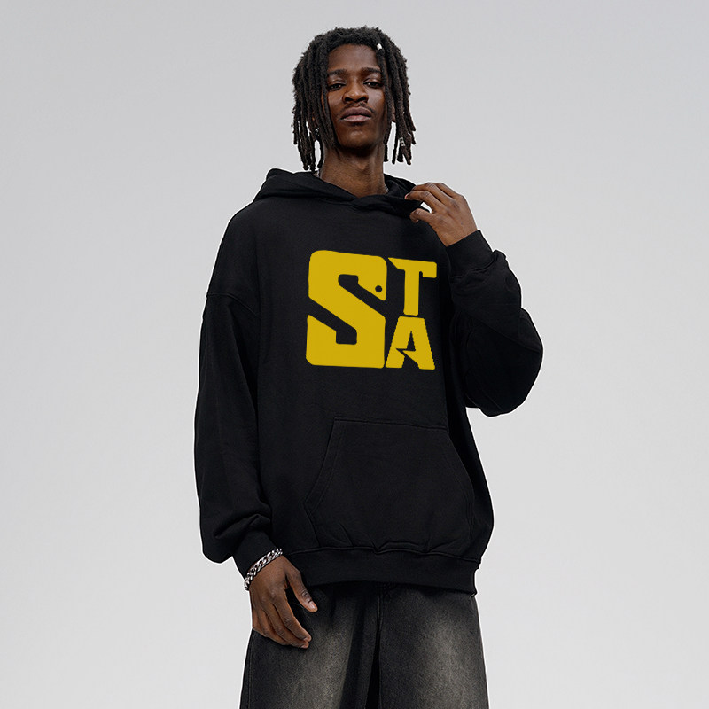 STA国潮高街美式连帽卫衣情侣款男宽松加绒黑色上衣女外套百搭,男装,卫衣,淘宝优惠券,粉丝福利购,淘宝优惠卷