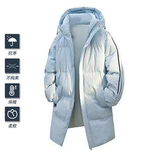 STA冬季棉服男中长款连帽加厚保暖棉衣抗寒情侣款休闲百搭外套