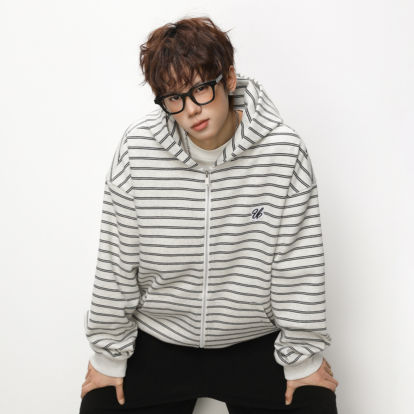 STA国潮条纹连帽开衫拉链卫衣男秋冬宽松休闲外套青少年高街帽衫,男装,卫衣,淘宝优惠券,粉丝福利购,淘宝优惠卷