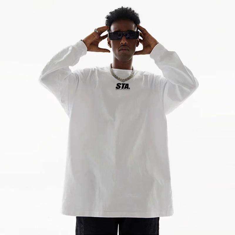 STA春秋新款圆领黑白色基础logo纯棉长袖t恤男女宽松休闲嘻哈情侣,男装,T恤,淘宝优惠券,粉丝福利购,淘宝优惠卷