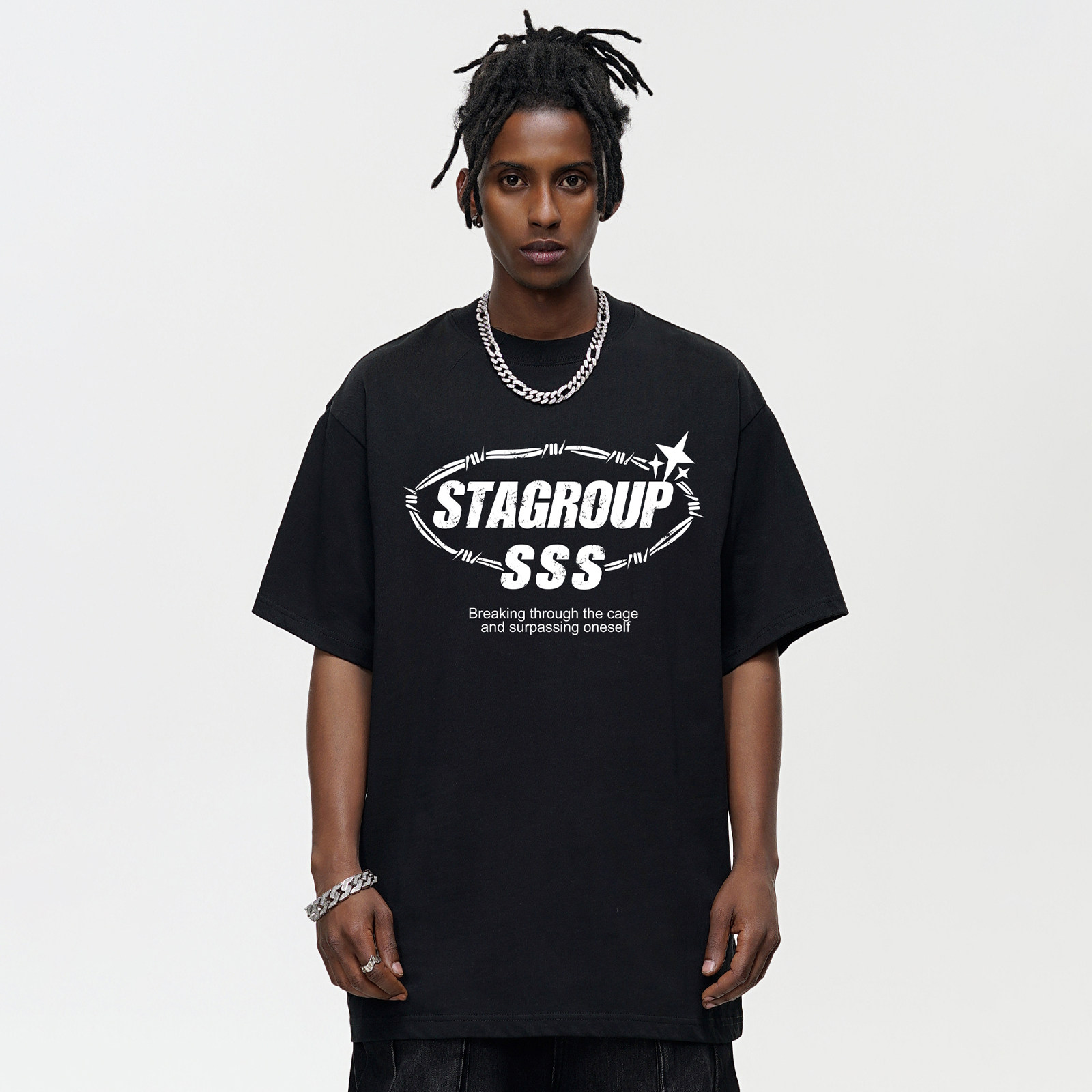 美式复古街头STA男款百搭圆领