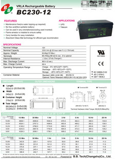 UPS电源直流屏 台湾BB美美BC230 12蓄电池12V230AH免维护铅酸储能