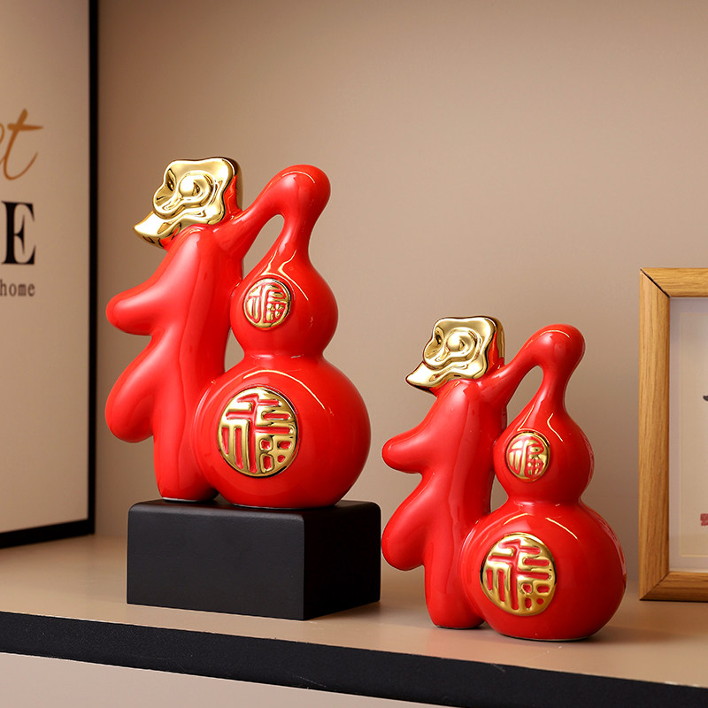 简约现代福葫芦摆件客厅创意新中式办公室轻奢装饰品玄关客厅酒柜
