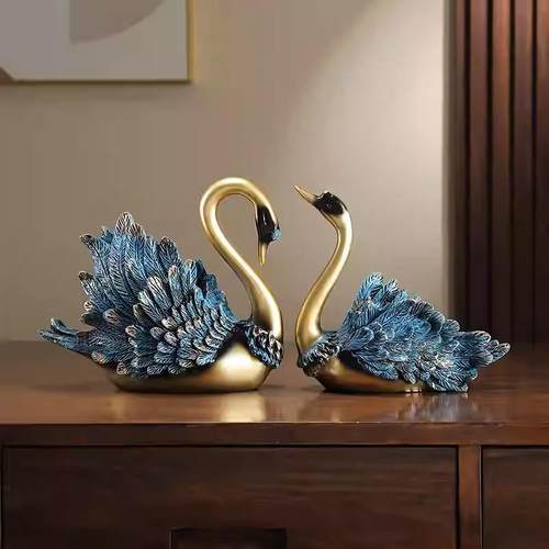 轻奢天鹅摆件高档装饰饰品