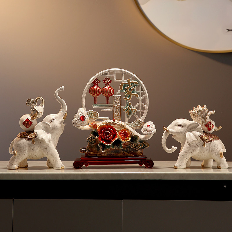 大象摆件一对招财乔迁新居礼品酒柜电视柜玄关新家装饰品工艺品