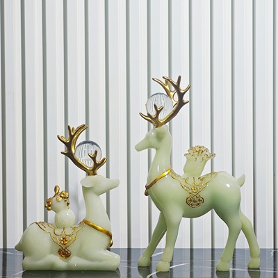 现代轻奢梅花鹿桌面摆件