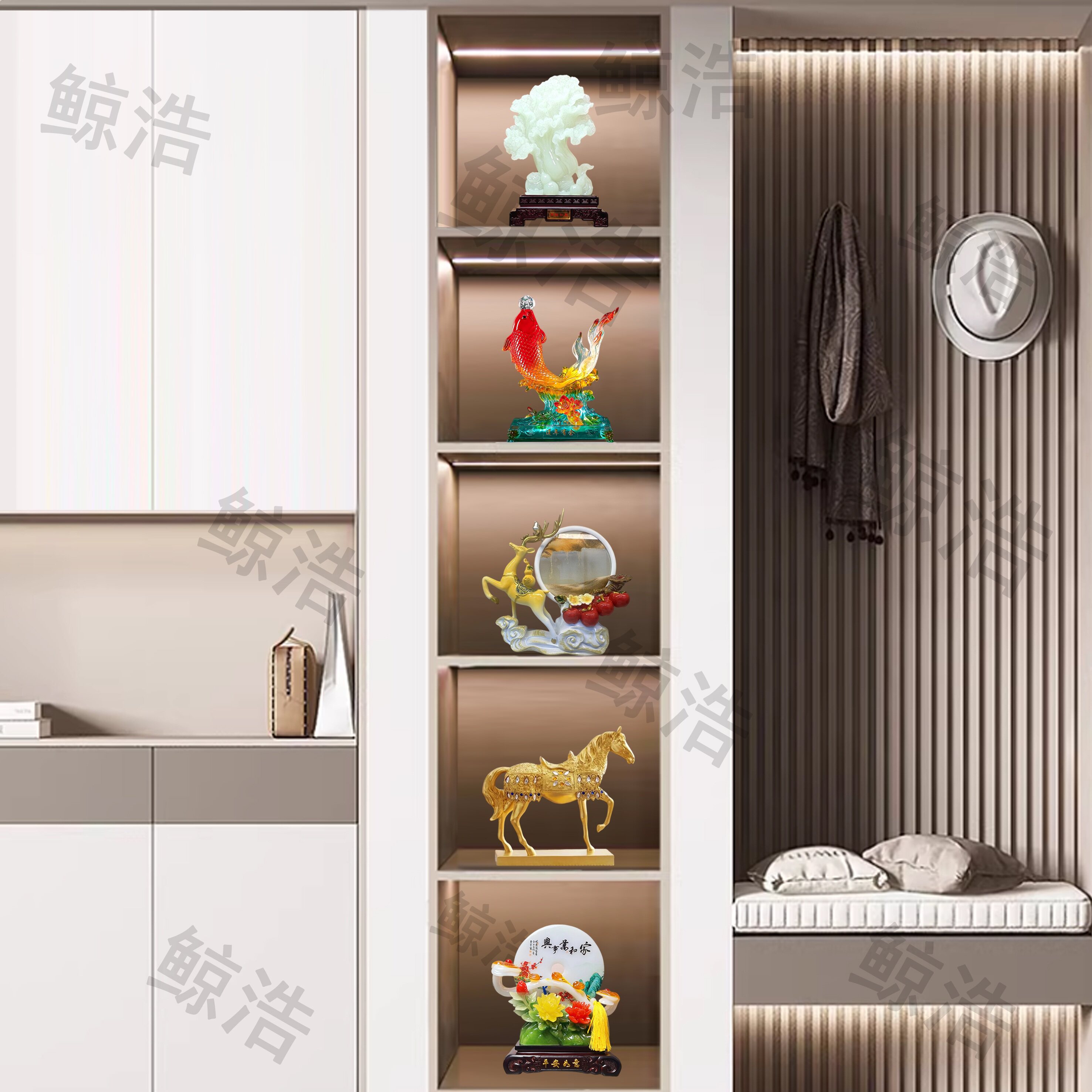 树脂马年新中式组合套装家居高档五件套新家酒柜餐边柜客厅摆件