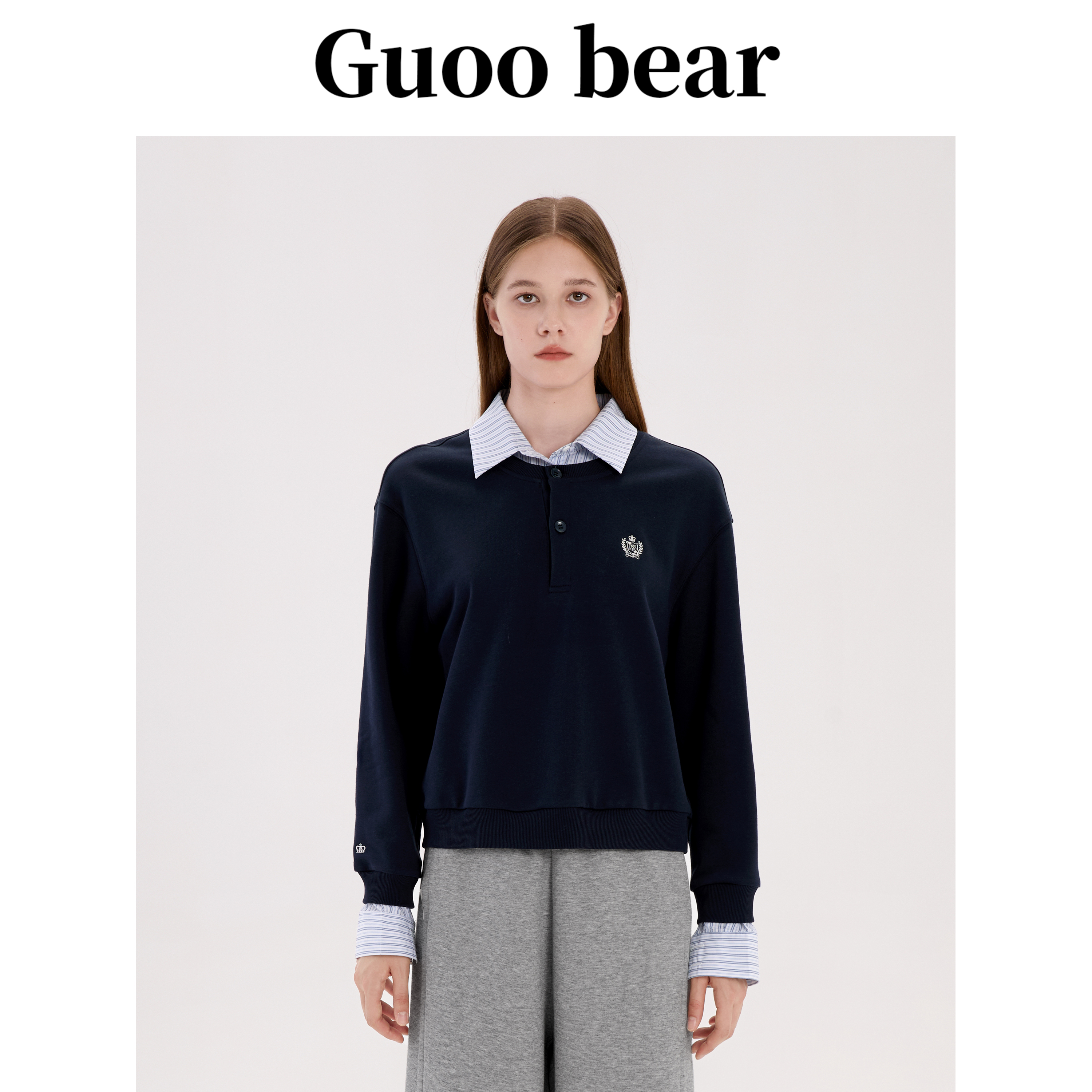 古家小熊2025新款假两件卫衣