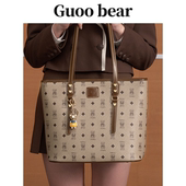 GUOOBEAR古家小熊印花大容量手提托特包女2025新款 上课通勤单肩包