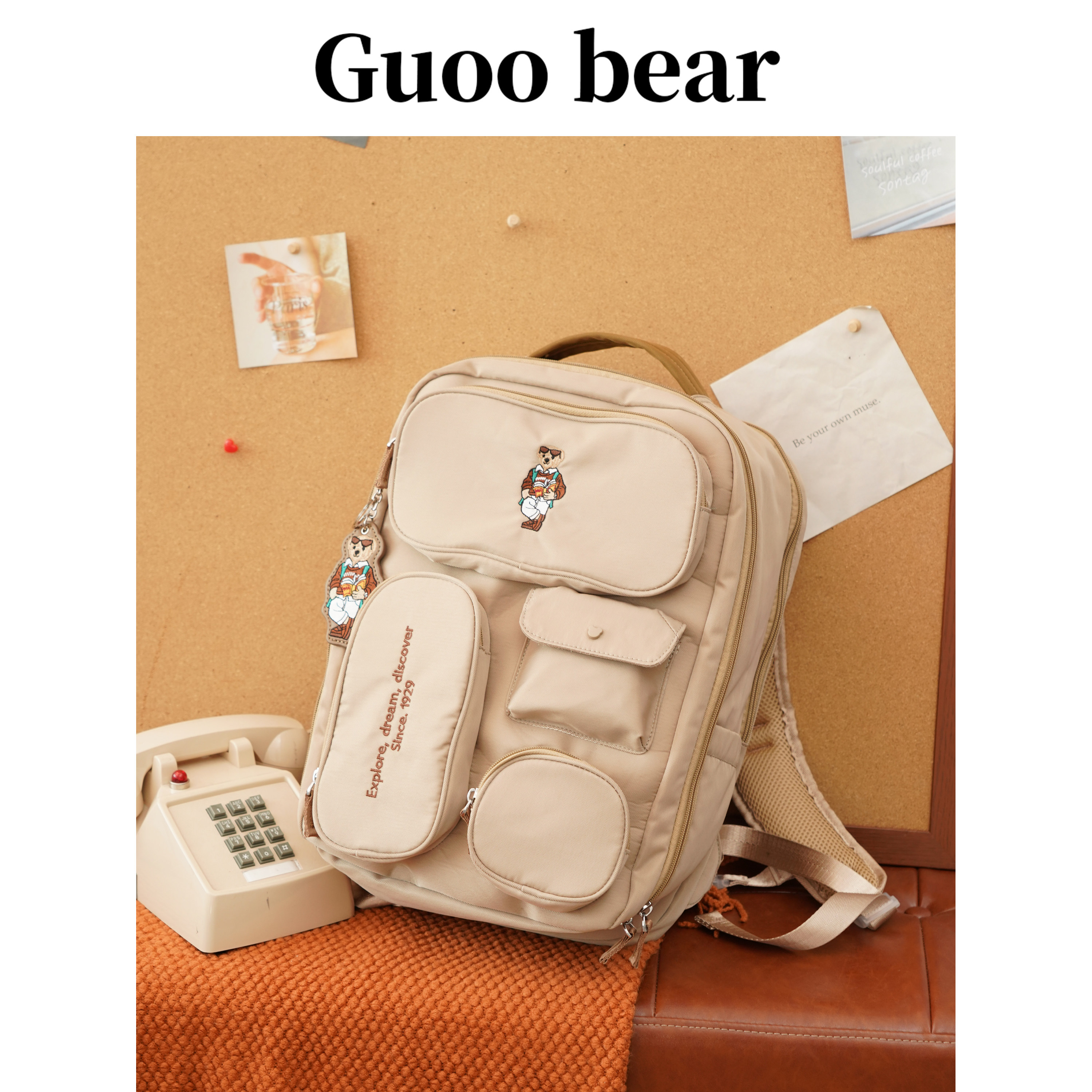 GUOOBEAR古家小熊双肩包2025冬季新款户外大容量轻便旅行背包女,箱包皮具/热销女包/男包,双肩背包,淘宝优惠券,粉丝福利购,淘宝优惠卷