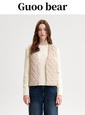 GUOOBEAR古家小熊女装羽绒马夹2025秋冬新款V领时尚轻薄情侣内搭