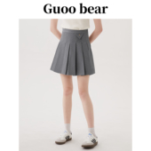 薄款 夏季 简约半身A字裙 百褶裙2026新款 GUOOBEAR古家小熊专柜正品