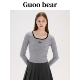 GUOOBEAR古家小熊女装 上衣 简约舒适撞色打底长袖 T恤2025秋季 新款