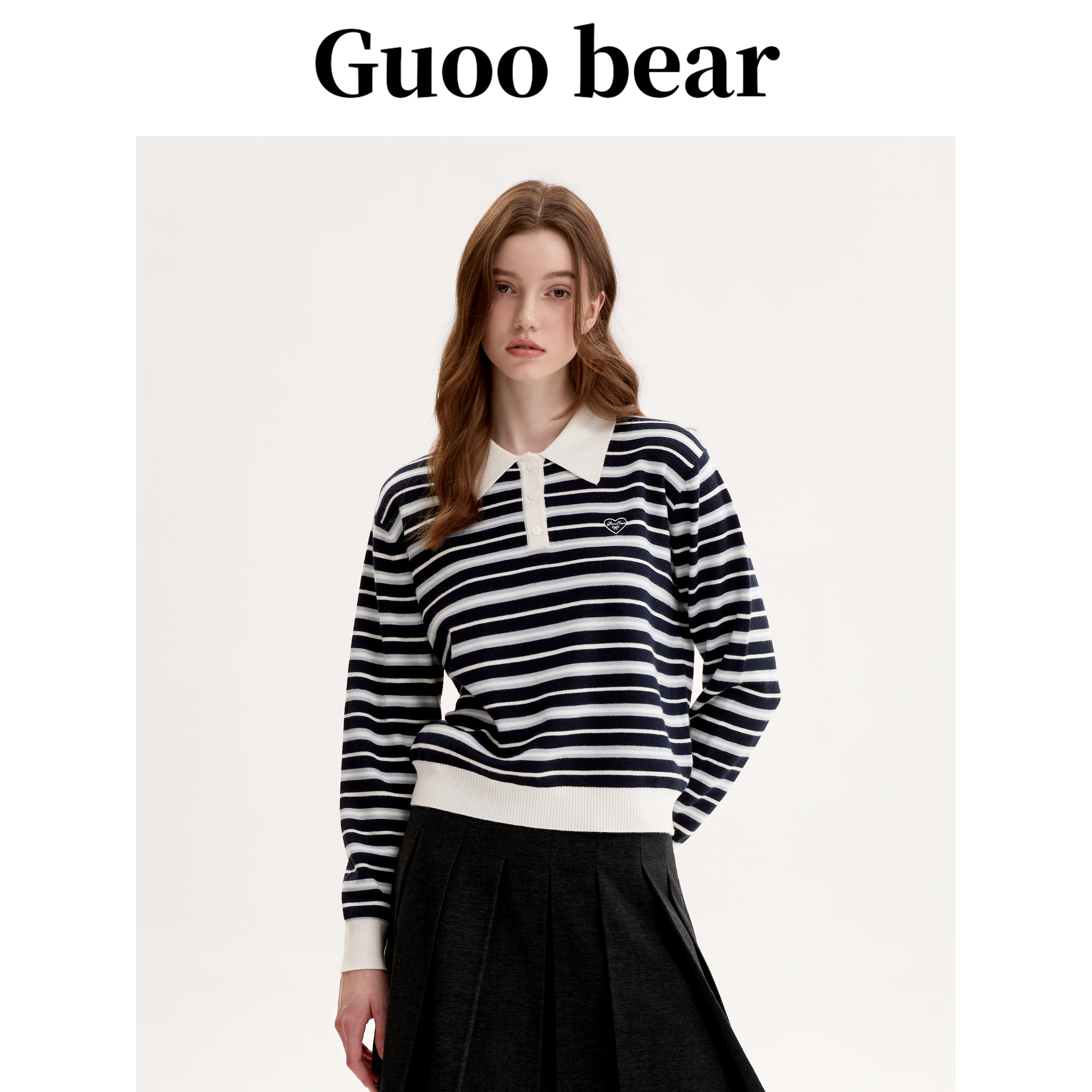 复古学院风条纹上衣针织衫