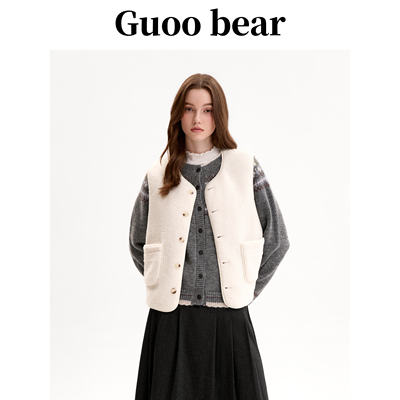 古家小熊马甲2025冬摇粒绒