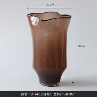 跨境爆款花瓶复古摆件客厅插花玻璃水培鲜花餐桌装饰艺术感大口径