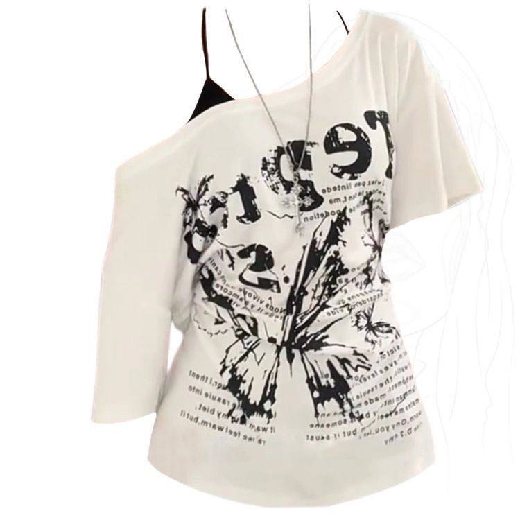 日系辣妹收腰纯欲假两件吊带短袖t恤夏季修身设计显瘦挂脖上衣女,女装/女士精品,大码内搭,淘宝优惠券,粉丝福利购,淘宝优惠卷