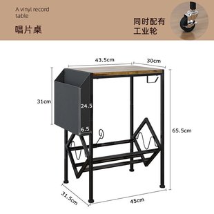 双层铁艺黑胶唱片架配收纳袋唱片机床头柜办公报刊书架杂志置物架