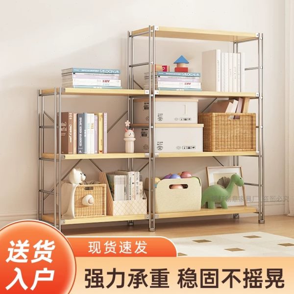下式空扫地机器人原木多层收纳架高脚架日式厨房阳台家用风置物架